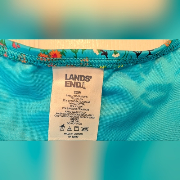 New Lands’ End Plus 20W Turquoise Floral Tankini Swim Top & Skirted Bottom Plus - Picture 6 of 16